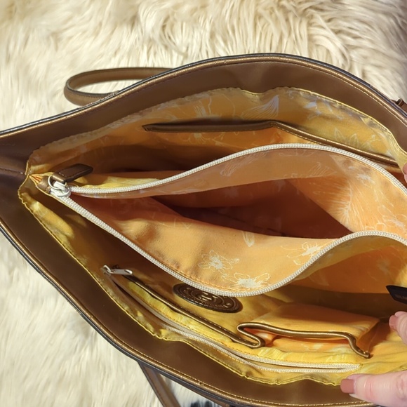 Etienne Aigner 100% Rattan with Bronze Trim Tote Bag 15” x 9” - Picture 10 of 12